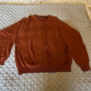 Mens M Brown V neck Cotton Sweater